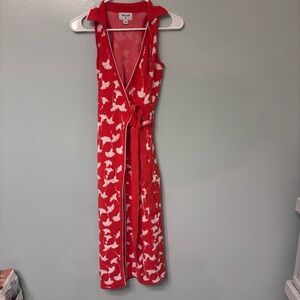 Diane Von Furstenberg Red and White Midi Dress
